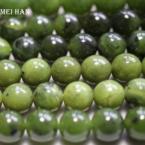Meihan Free shipping (31pcs/set/78g) Natural Grade A 12mm Canadian jade nephrite smooth round beads for jewelry making design
