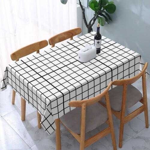 Black And White Retro Plaid Tablecloth PVC Waterproof oil resistant Nordic Household Rectangular Banquet Party decoration