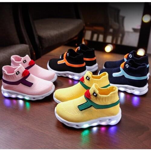 Kids Luminous Shoes for Toddler Girl Childrens Casual Shoes Colorful Led Lights Duck Glowing Sneakers Baby Boy Socks Shoes