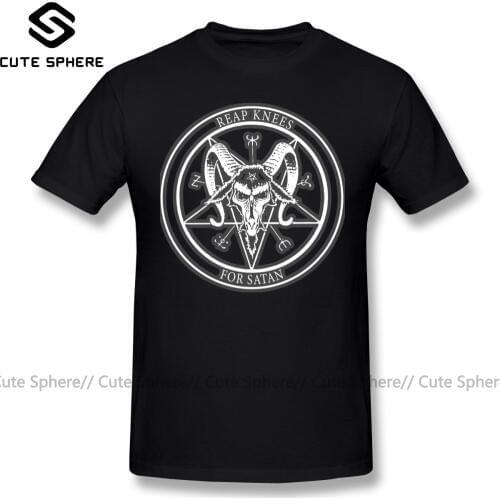 Satan T Shirt Reap Knees For Satan Design Art T-Shirt Plus size Cute Tee Shirt Graphic Cotton Casual Short Sleeve Man Tshirt