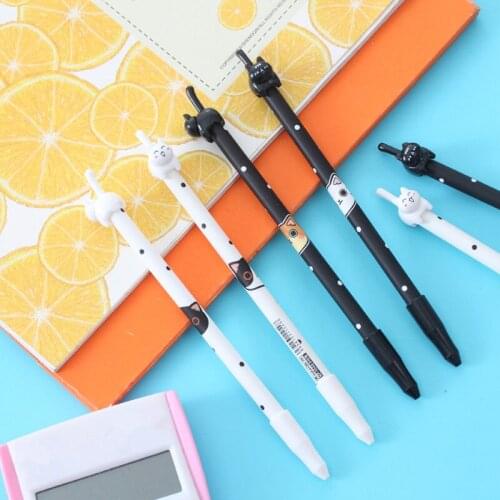 1Pcs Stationery Kawaii Cute Black Cat Handle Creative School Office Supply Gel Pen Creative Sweet Pretty Lovely Cartoon