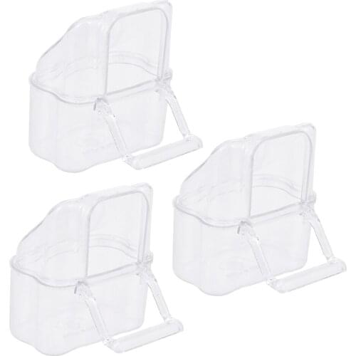 3 Pcs Anti-splashing Feeder Box Flat Base Acrylic Feeding Bowl Creative Stand Bar Decor Food Containers for Pet Birds Parrot Cag