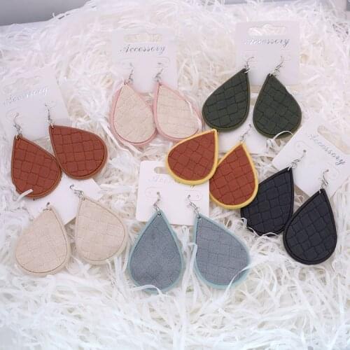 WELLMORE Trendy leather Drop dangle earrings for women Geometirc water drop earrings 2021 fashion Female jewelry whlesale