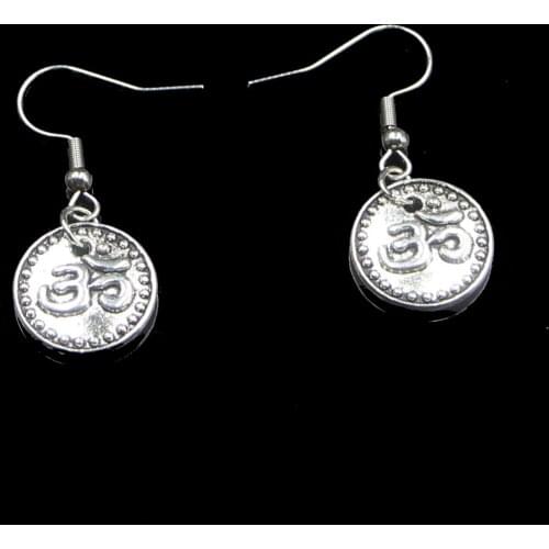 Fashion Handmade Simple Design 15mm Double Sided Yoga Om Drop Earrings For Women Gift Fashion Jewelry Cute Small Object