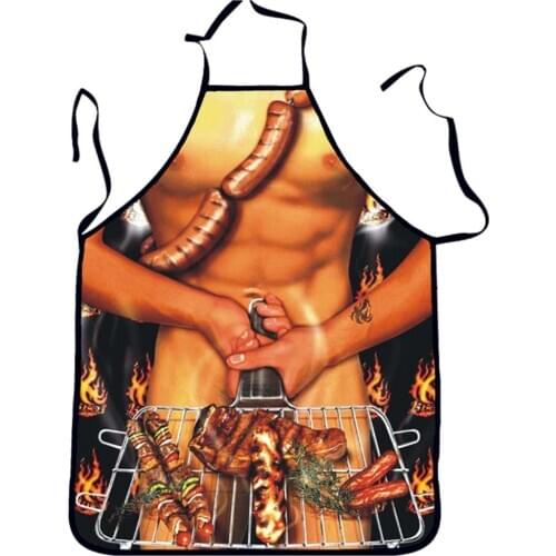 BBQ Male Grilled Sausages Avental Funny Cooking Apron Joke Dinner Kitchen Woman Men Funny Bar Party Apron Wedding Apron WQ300