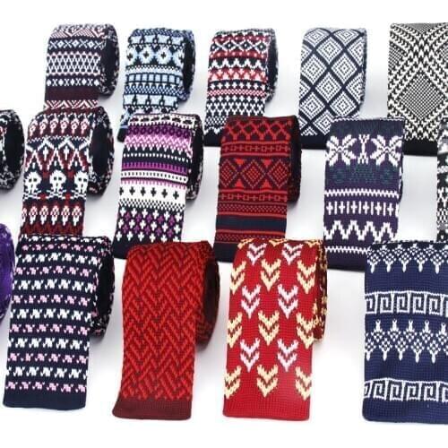 Mens Knit Skinny Tie For Man Casual Slim Necktie Red Navy Striped Weave Cravat Business Wedding Dress Neck Ties Accessories