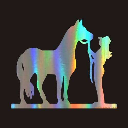Beautiful Car Sticker The Cowgirl Led The Horse Car Styling Decals Motocycle Car Body Window Stickers Car Decorative 13.9*11.5cm