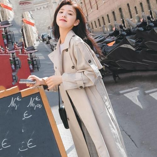 2020 New Spring Autumn Fashion Double-breasted Windbreaker Female Long section Korean Chic Waist Belt Trench Coats Women XA33