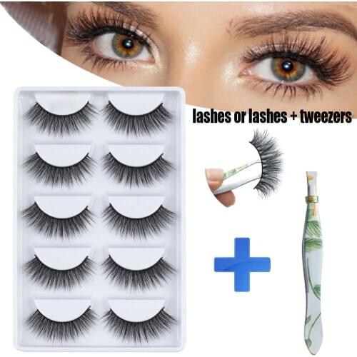 MB New 5 pairs 3d 100% Mink Lashes Handmade False Eyelash Thick Soft Volume Mink Eyelashes Set faux cils natural