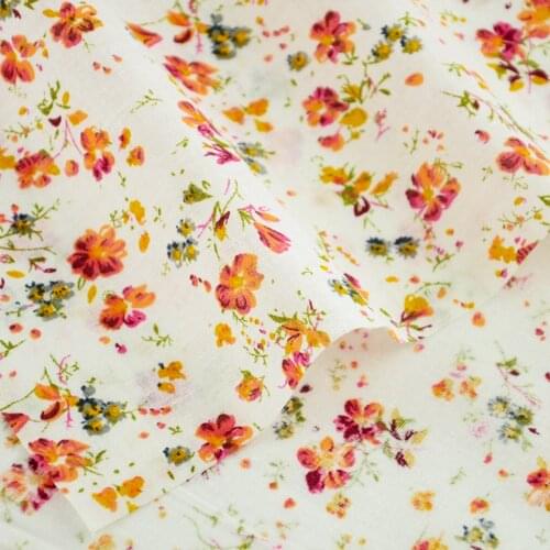 New Arrivals Cotton Plain Fabric Orange and Red Flower Classical Style Clothing Patchwork Crafts Tissue Telas Tecido Curtain