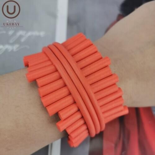 UKEBAY New Handmade Statement Bracelets For Women Gothic Charm Bangles Red Rubber Jewelry Designer Luxury Punk Bracelet Gifts