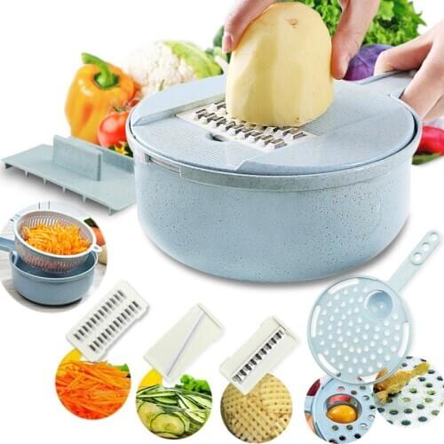 Vegetable Slicer 8 in 1 Mandoline Slicer Potato Peeler Carrot Onion Grater with Strainer Vegetable Cutter Kitchen Accessories