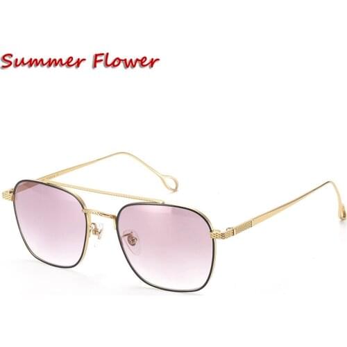 Pure Titanium Eyeglasses Tint Colored Lenses Prescription Glasses Frame for Men Gray Glass for Women