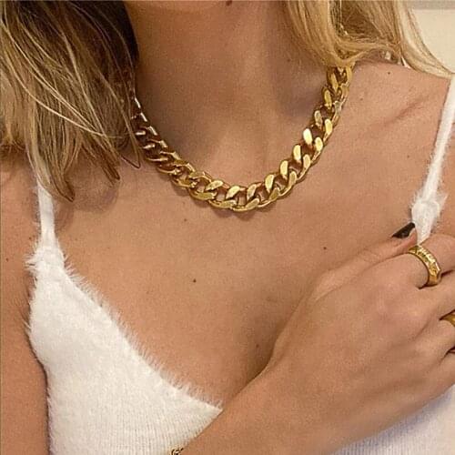 Fashion Thick Chain Choker Necklaces for Women Punk Gold Silver Color Collar Necklaces Trendy Female Party Jewelry Gift