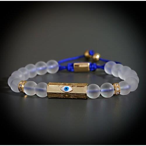 Fashion Handmade Moonstone Braided Wrap Bracelet & Bangle Men Evil Eye Charm Turkish Bracelet For Women Gift 2021