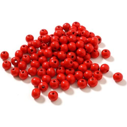 Popular Natural 8mm 10mm Wooden Beads Round Ball Wood Hot Fashion Beads Handmade For DIY Jewelry Necklace Making 100Pcs Red