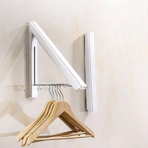 Wall Mounted Clothes Airer Washing Line Coat Shirt Dryer Folding/Pull out Wall Hanger Space Saving Clothes Cupboard Storage Or
