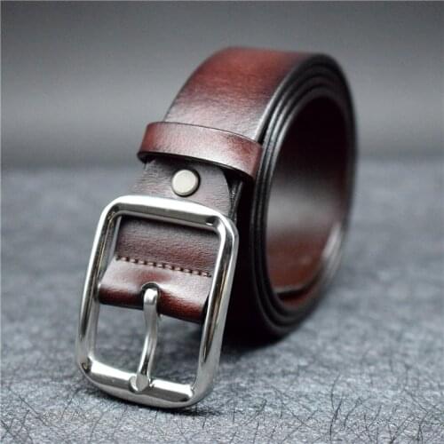 WESTERN AUSPICIOUS Belt Men Cow Leather Designer Belts With Stainless Steel Buckle Quality Belts Cummerbunds