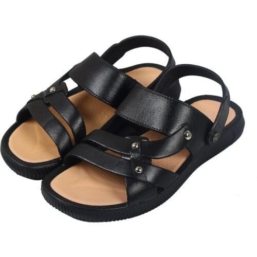 2021 Summer New Gladiator Sandals for Man Fashionable Slip-on Solid Colors Casual Flat Shoes with Platform Breathable for Daily