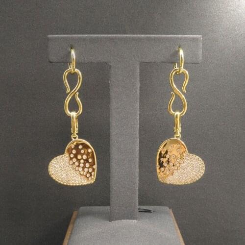 S925 sterling silver August new product golden yellow heart-shaped pendant earrings women banquet party accessories