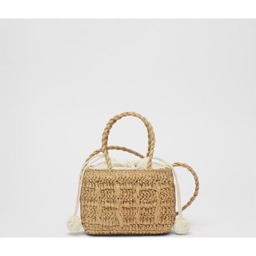 Straw Rattan Woven Women Handbags Summer Mini Square Beach Shoulder Bag Casual Box Crossbody Bags Small Basket Travel Purse