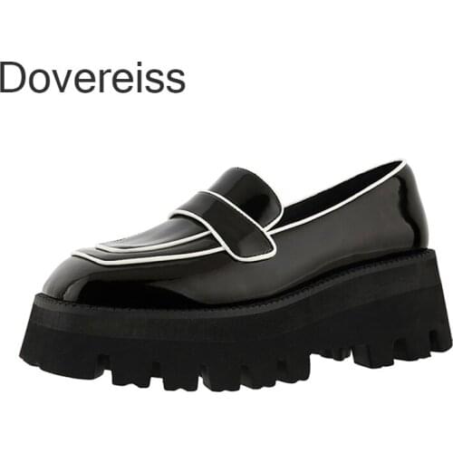 Dovereiss Fashion Autumn Womens Shoes New Elegant Slip On Square Toe Consice White Platform Pumps Sexy Office ladys 33 40