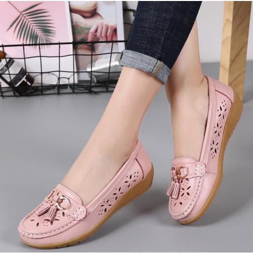 Women summer casual shoes flats female 2021 fashion genuine leather slip on women shoes loafers solid comfortable shoes woman