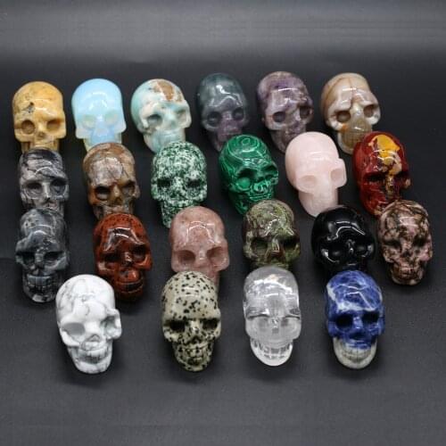 1pcs Natural Stone Crystal Stone Crafts Small Decoration Home Decor Clear Quartzs Present Skull Ornaments Size 30x50-35x50mm
