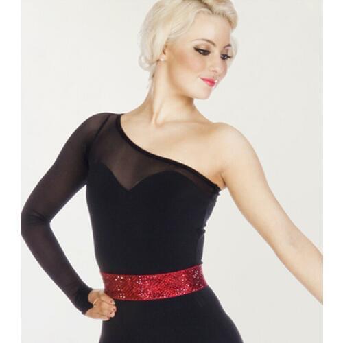 Yaos charm sexy shoulder shoulder modern dance performances T-shirt coat of the National Standard Dance Latin dance