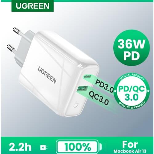 Ugreen 36W Quick Charge 3.0 4.0 USB PD Charger QC 3.0 Charger for iPhone 12 X 8 Phone Wall USB Type C Charger for Huawei Xiaomi