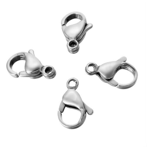 Hot 50pcs/lot Stainless Steel Lobster Clasps Silver Tone Various Sizes DIY Jewelry Findings Accessories Over $120 Free Express