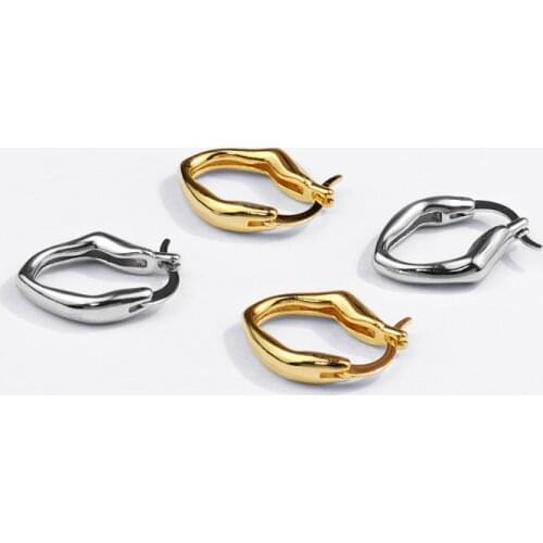 925 Sterling Silver Irregular Hoop Earring for Women Simple Geometric Jewelry Gifts