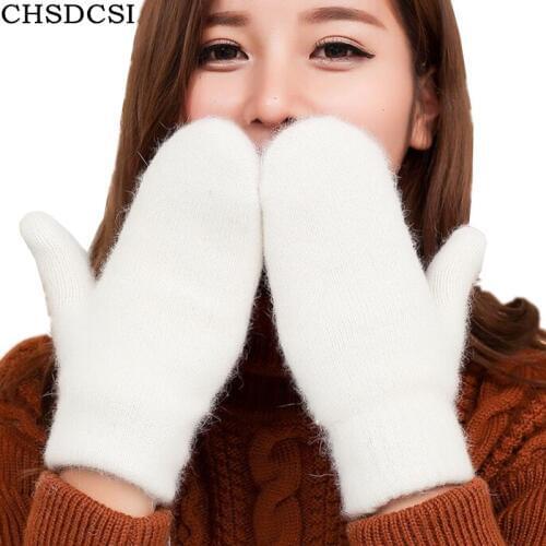 CHSDCSI Full Finger Outdoor Sports White Winter Gloves Fashion Girls Skate Wool Gloves Femme Mittens Warmer Women Gloves