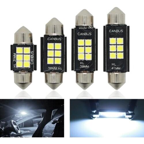1pcs 6SMD 31mm 36mm 39mm 41mm High Quality Super Bright LED Bulb C5W Car Dome Light Canbus No Error Auto Interior Reading Lamp
