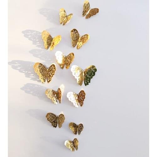 12 Pcs/Set 3D Wall Stickers Hollow Butterfly for Kids Rooms Home Wall Decor DIY Mariposas Fridge stickers Room Decoration