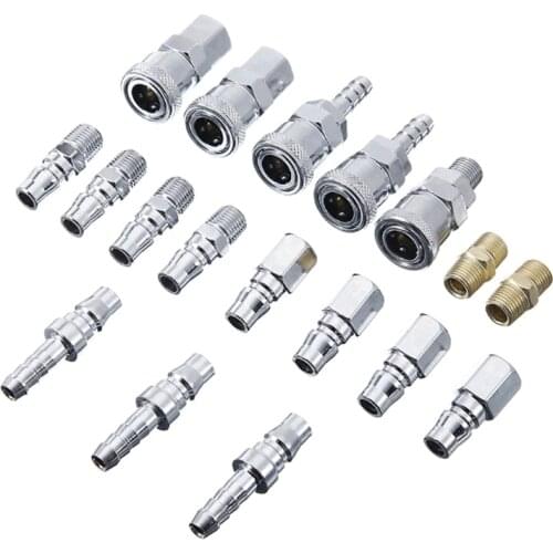 18pcs/set Male and Female BSP Air Line Fitting SP20Air Line Fitting Hose Compressor Fitting Connector for Pneumatic Tool