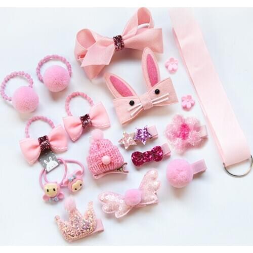 18pcs/set Baby Girl Headband for Childrens Turban Bows Kids Headwear Elastic Hair Bands Clips Hairpins Set Baby Accessoies