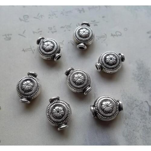 20pcs/lot High Quality Drum Shape Flower Space Beads Pretty Decoration Bracelets Metal Loose Beads DIY Jewelry Making Fit Women