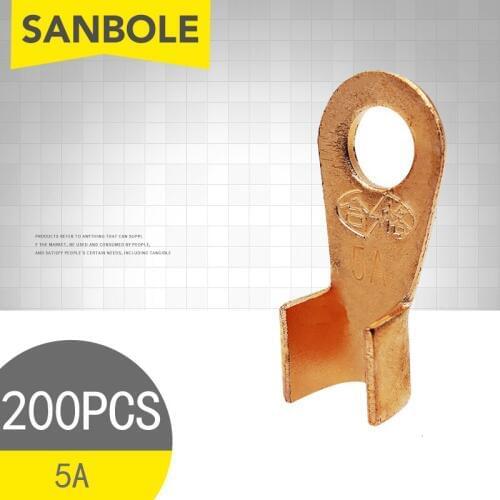 200pcs Lug OT-5A Copper Terminal Wire Connection Cable National Standard Connector