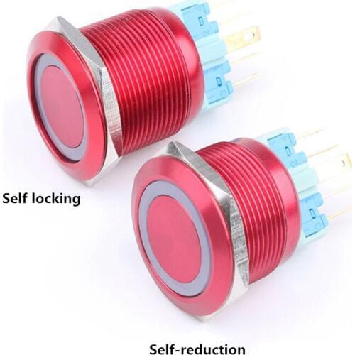 22mm Metal Button Switch Oxidized Color Belt LED Ring Lamp 12V24V220V Waterproof Button Switch Self-reset/self-lock