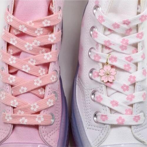 9 style 1970s Cherry Blossom Pink AF1 Shoelace High-Cut Low-Cut Original Female Flower Lace Decorative Buckle Female Shoelace