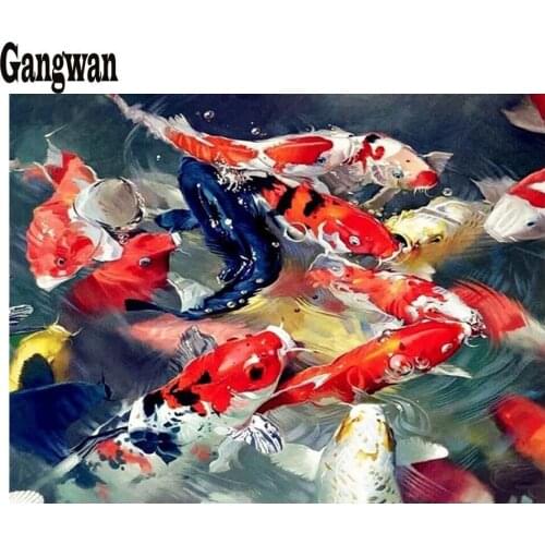 Diamond painting full square drilling diamond mosaic sale koi pattern cross stitch animals fish rhinestone painting home decor