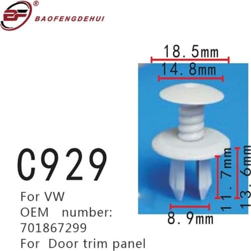 Car Door Trim Panel Fasteners 701867299 For Volkswagen Transporter T4 T5 Golf Polo Tiguan Car Accessories Positioner Clips