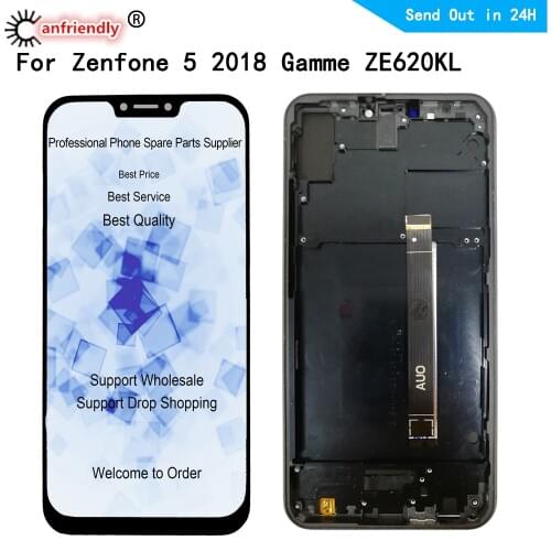 No Dead Pixel 6.2" LCD For Asus Zenfone 5 2018 Gamme ZE620KL LCD display Touch panel glass Screen Digitizer with frame assembly