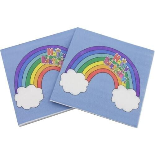 33*33cm 20pcs/lot Color Printed Napkins Rainbow Pattern Party Paper Napkins Napkins Face Towels Birthday Wedding Decoration