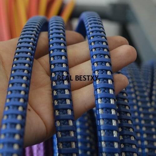 D068 5m/lot approx 12*7mm handmade blue leather cords with stell wire braided cords with leather strings for bracelets making