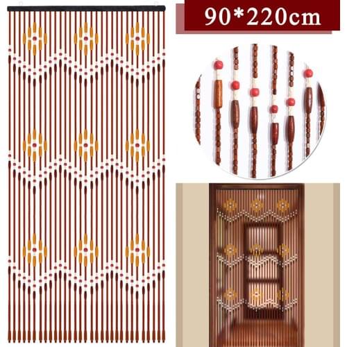 Wooden Door Curtain Blinds Handmade Fly Screen Wooden Bead String Curtains Doorway Door Window Divider Strips 31 Line 90x220cm