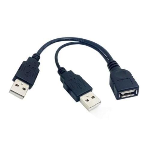 Chenyang BK USB 2.0 Female A to Dual A Male Extra Power Data Y Cable for 2.5" Hard Disk