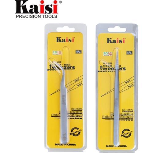 Kaisi High Precision Stainless Steel Curved Straight Tweezers For Cell Phone Tablet Computer Repair Hand Tools T-11 T-15
