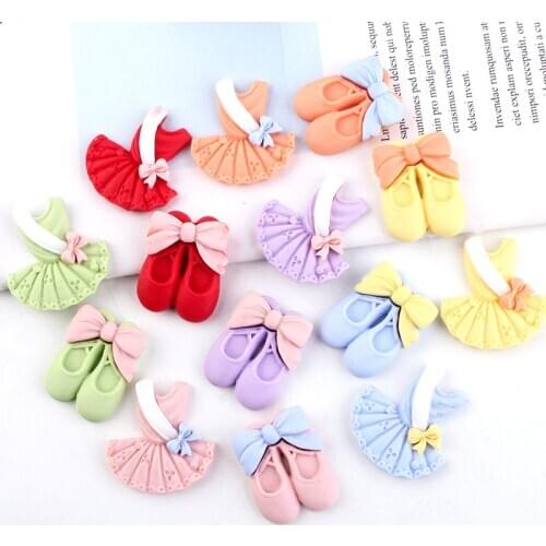 Kawaii Ballet Dress Shoes Resin Cabochons Ornament Accessories Cute Embellishments Scrapbooking Girl Hair Clip Bow Center Decor